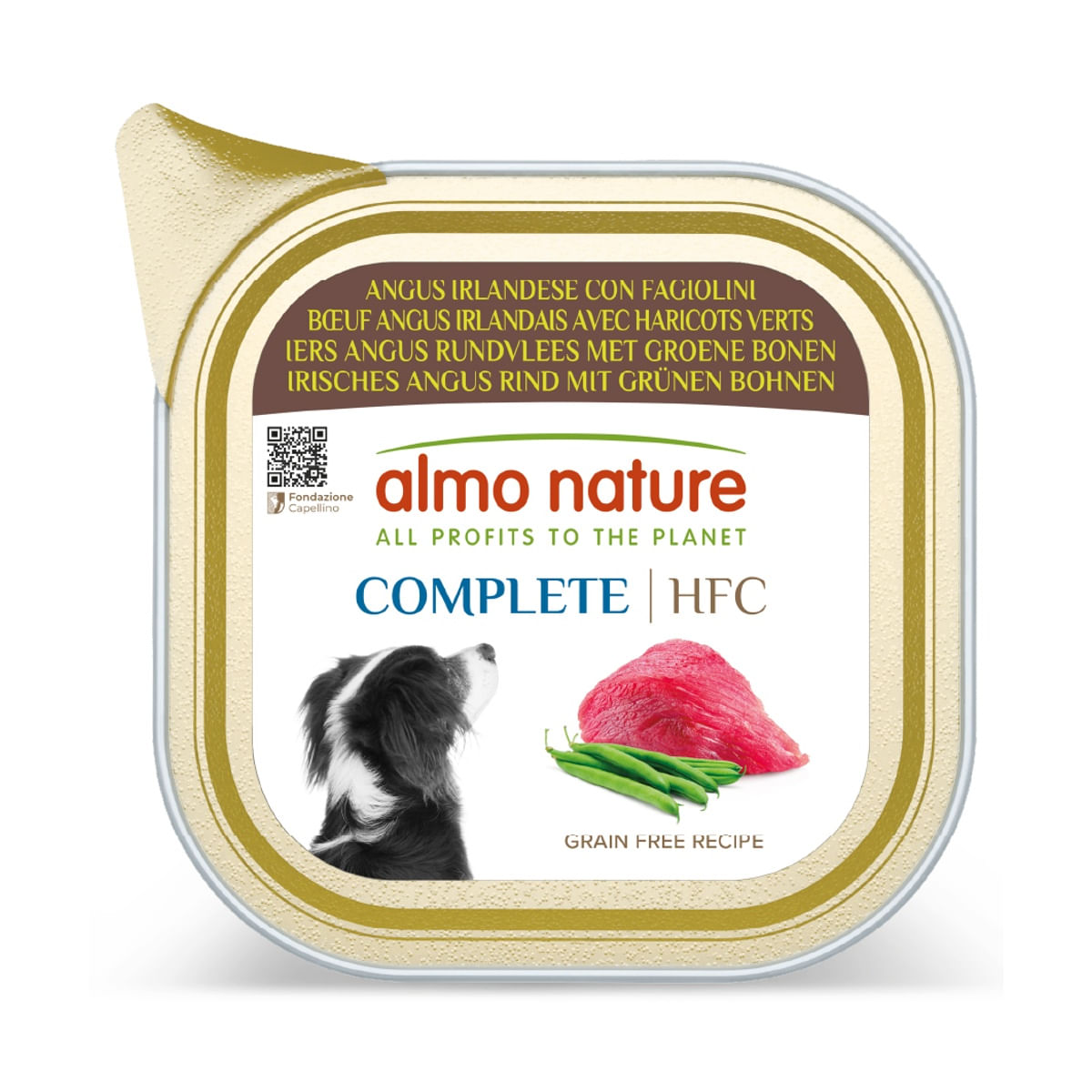Almo Nature HFC Complete Dog Vaschetta Multipack 17x85G MANZO IRISH ANGUS CON FAGIOLINI